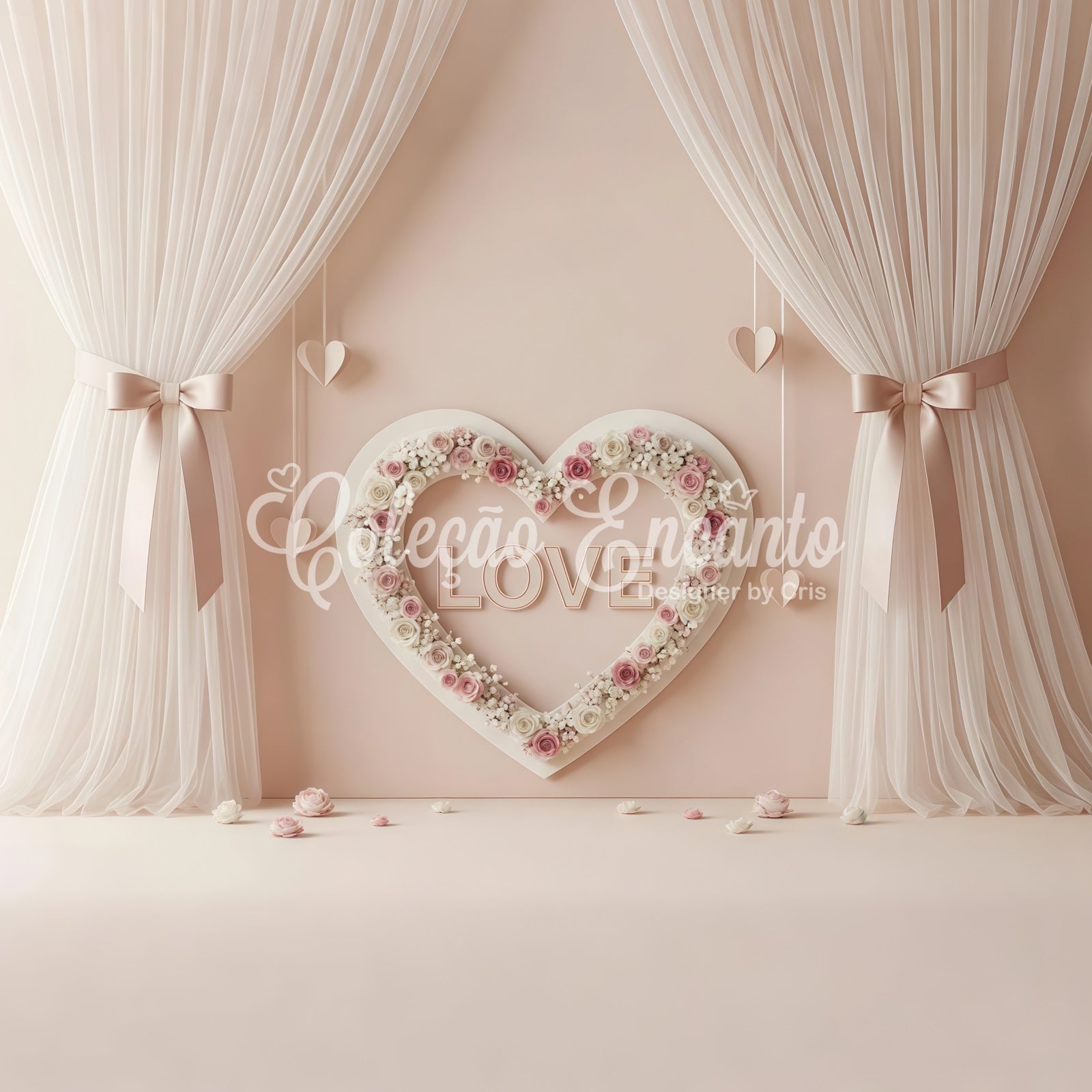 Valentinstag-Hintergrund Romantische Blumen Herz-Dekoration Einfacher Valentinstag-Hintergrund Von Magali