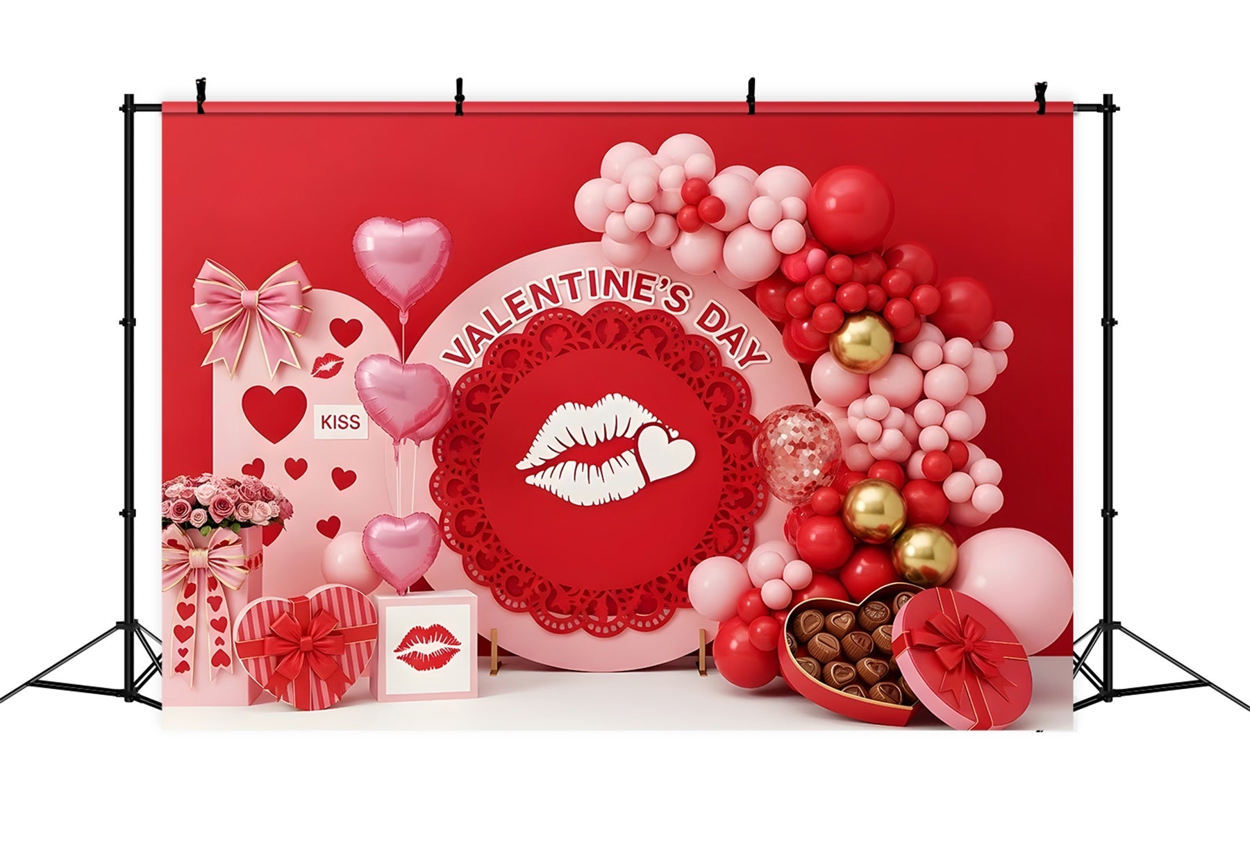 Roter Valentinstag-Hintergrund Rosa Herz Kuss Freude Valentinstag-Hintergrundideen Von Magali