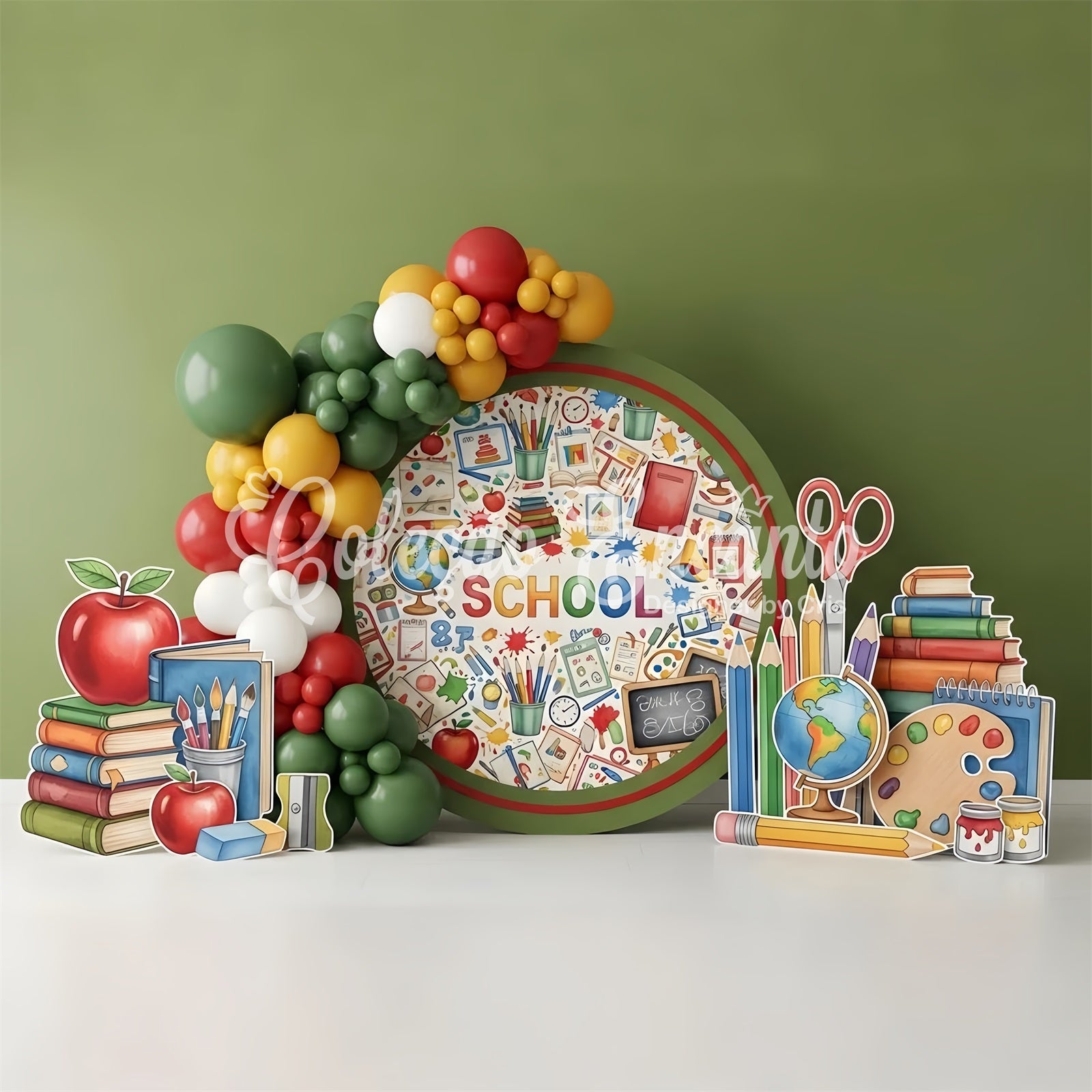 Schulhintergrund Bunte Werkzeuge Kreis Vorschul-Foto-Hintergründe Von Magali