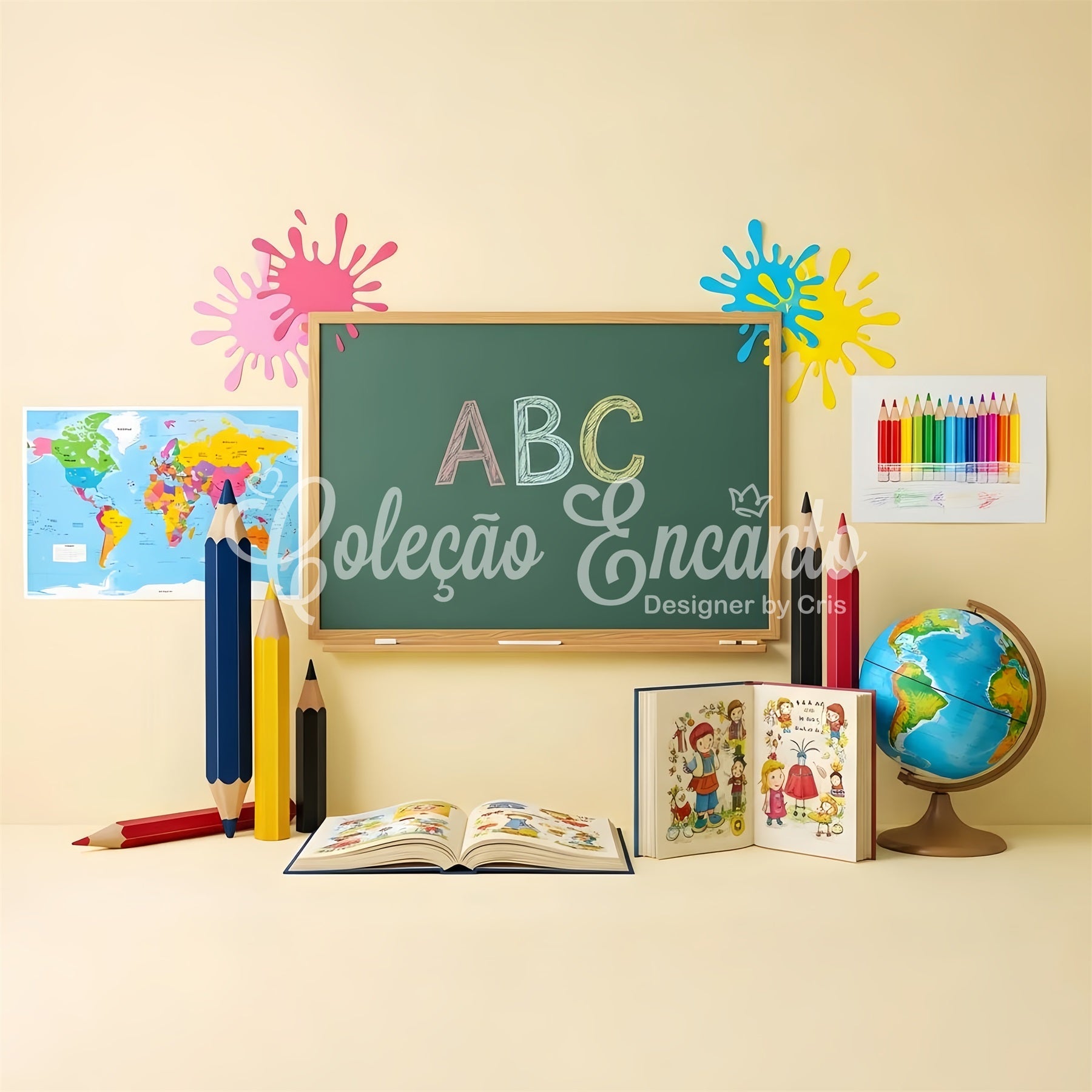 Hintergrund für den Schulanfang Leuchtender ABC-Spritzer Kreidetafel-Hintergrund Von Magali