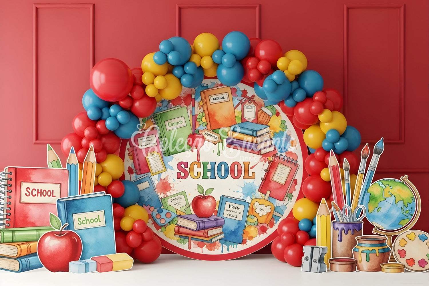 Schulbild-Hintergrund Lebhafte Ballons Klassenzimmer Hintergrund für den Schulanfang Von Magali