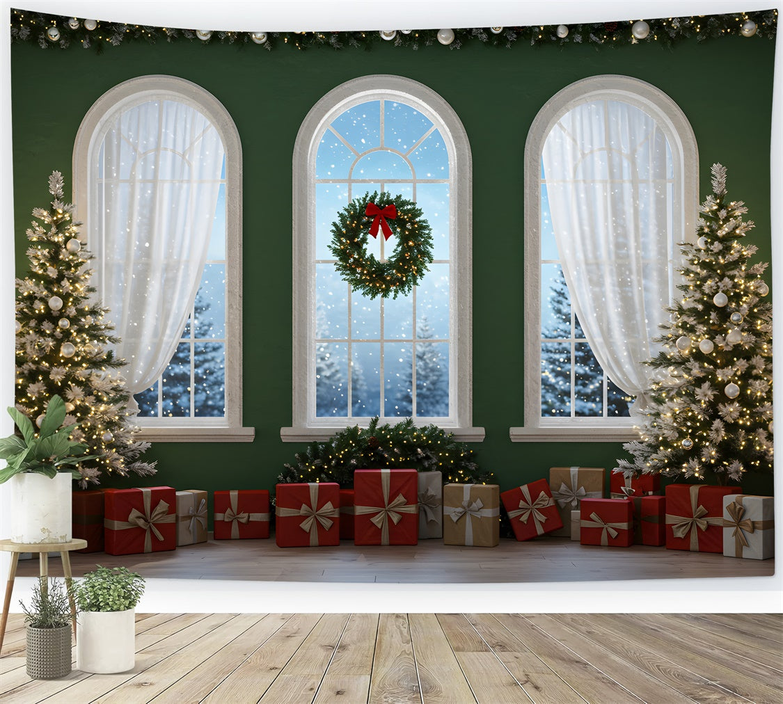 Weihnachtskulisse Ideen Festliche Girlande Geschenke Kulisse CEM5-2
