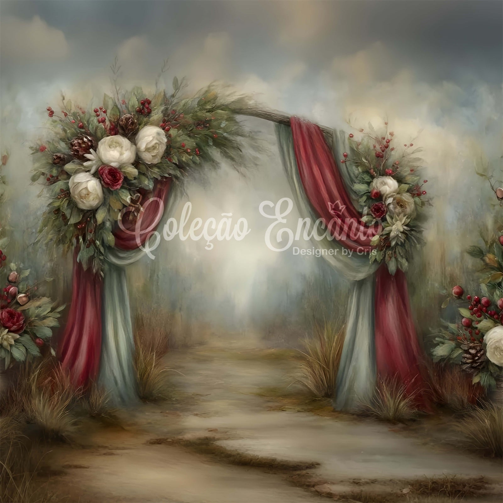 Weihnachten Backdrop Rustic Holiday Floral Archway Backdrop CEM5-24