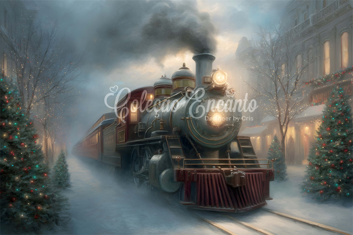 Weihnachten Backdrops Weihnachten Straße Dampfzug Backdrop CEM5-29