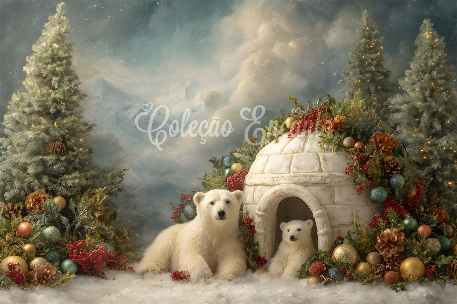 Weihnachten Fotokulisse Eisbär Weihnachten Iglu Kulisse CEM5-37