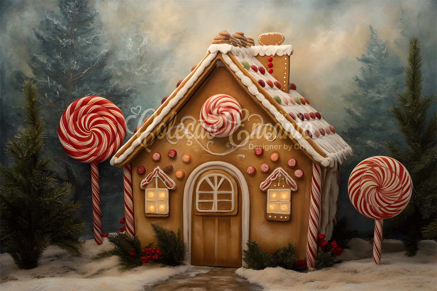 Professionelle Weihnachts-Hintergrundbilder Süßer Ingwer Landhaus Hintergrund CEM5-46