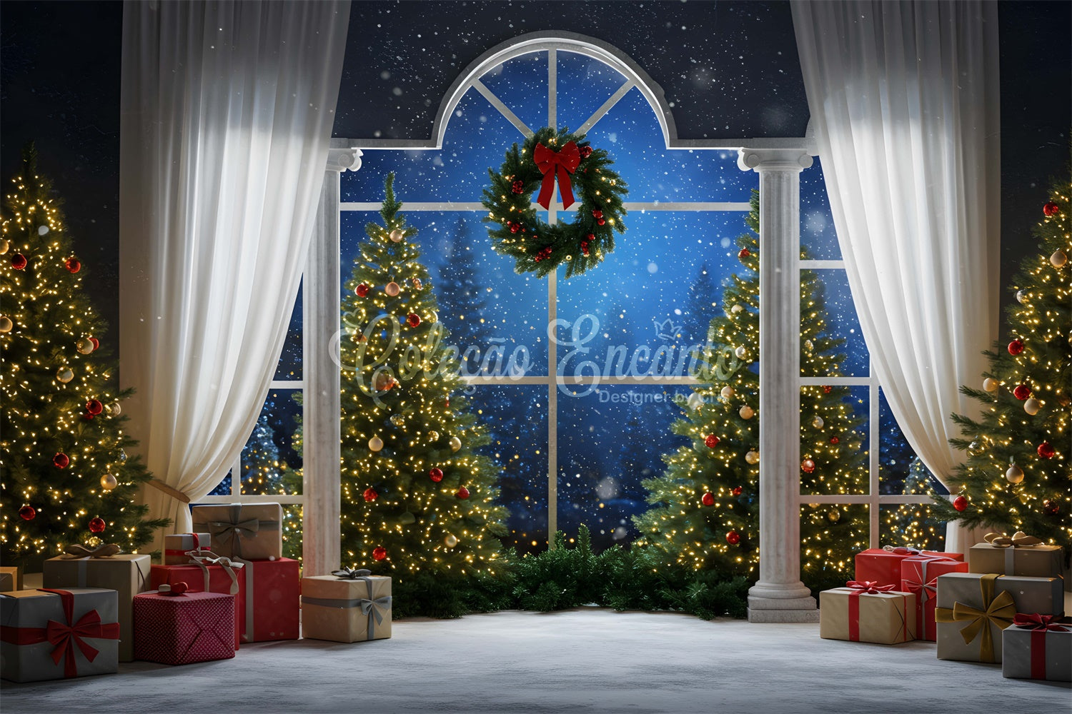 Weihnachtsbaum Backdrop Fenster Drapes Decor Backdrop CEM5-62