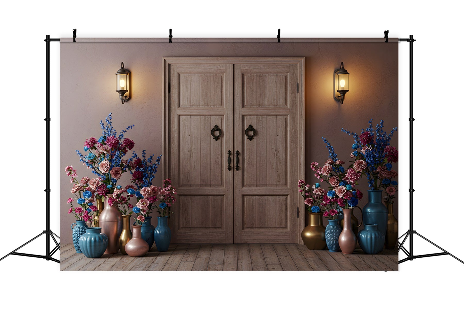 Fotohintergrund zum Muttertag Vase mit Blumen als Türrahmen Muttertags-Hintergrunddesign von Magali