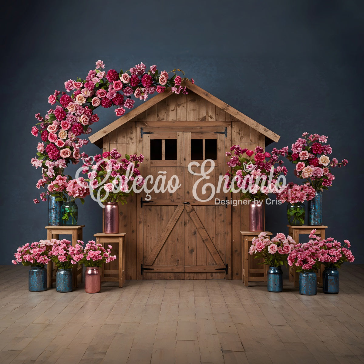 Kulissenideen für den Muttertag Rosa Blumen-Scheunentor Kulissenideen für den Muttertag von Magali