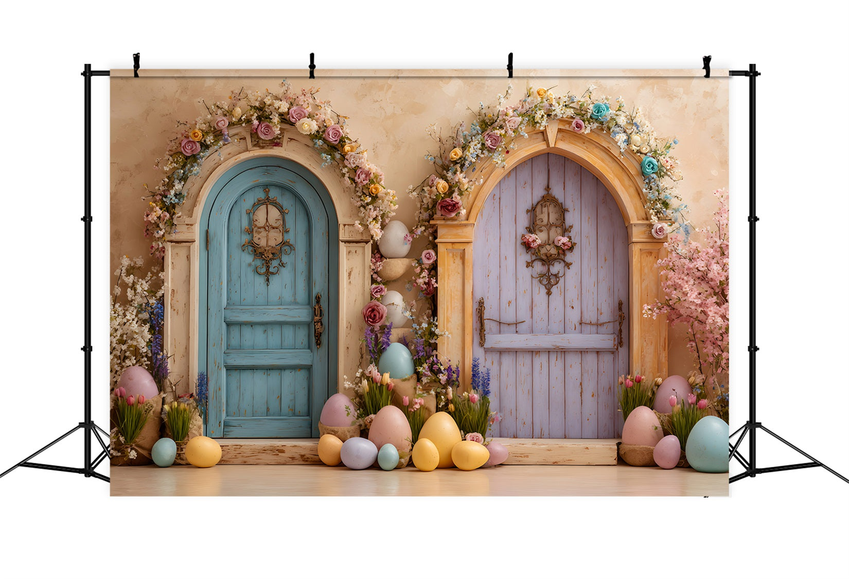 Oster-Ei-Hintergrund Doppeltüren Blumenblüten Hintergründe Ostern Von Magali