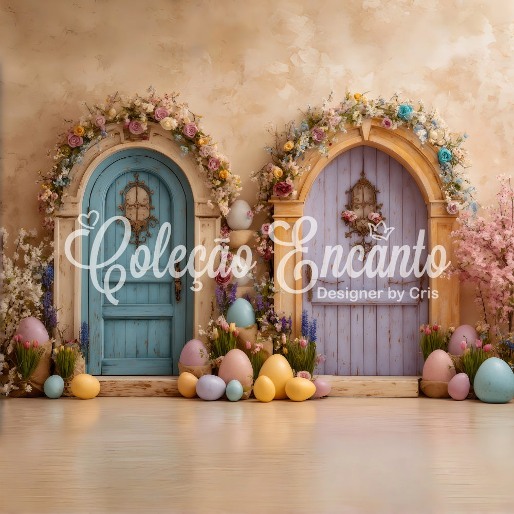Oster-Ei-Hintergrund Doppeltüren Blumenblüten Hintergründe Ostern Von Magali