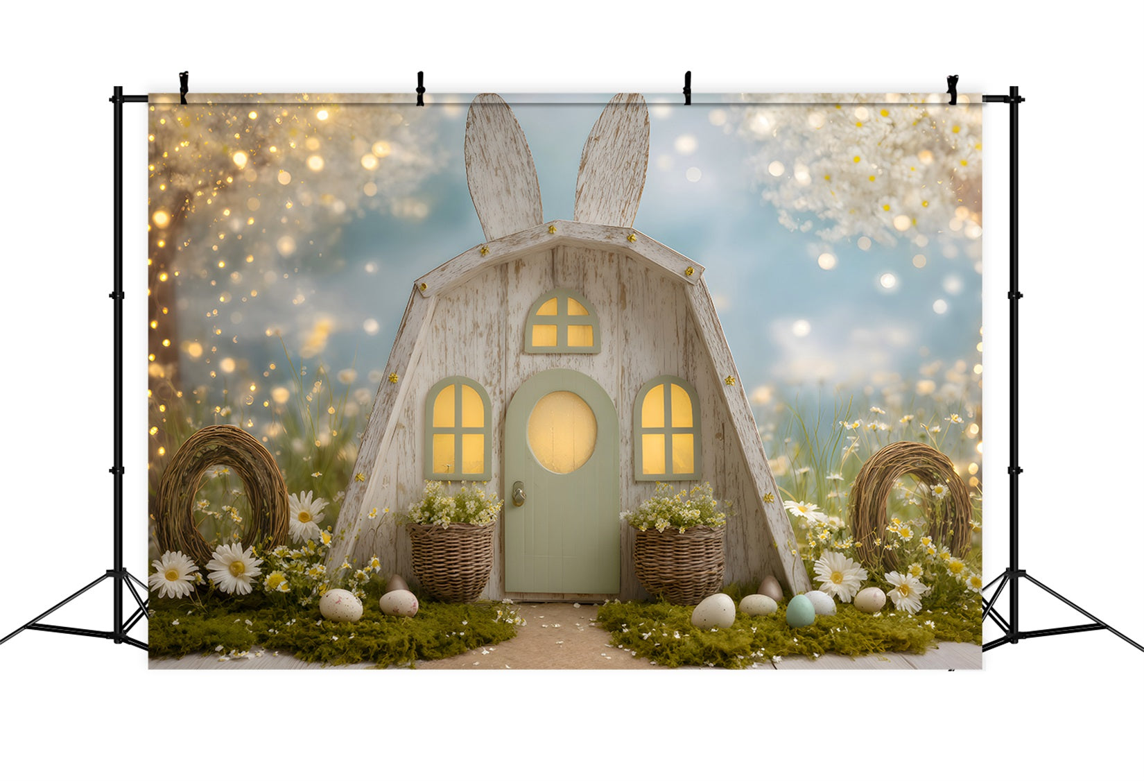 Ostern Gänseblümchen Hintergrund Ohren Tür Zweigkränze Ostern Hintergrund Fotos von Magali