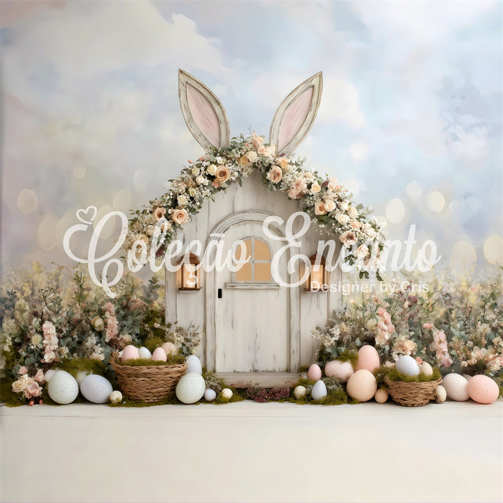 Hintergrund für Eiersuche Ohren Tür Körbe Blumen Einfache Oster-Hintergründe von Magali