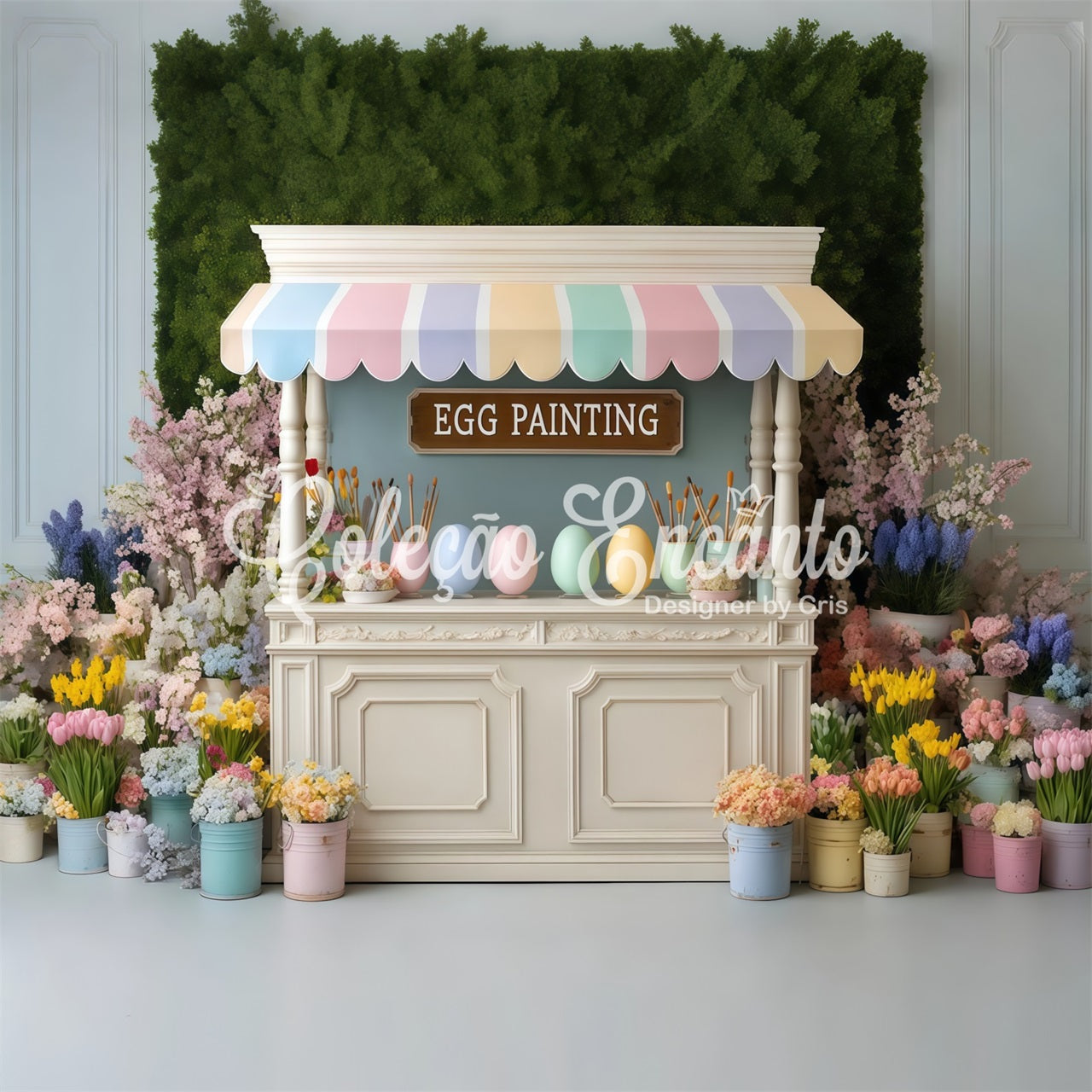 Oster-Narzissen-Hintergrund Eierbemalung Blumenstand-Hintergrund für Osterbilder von Magali