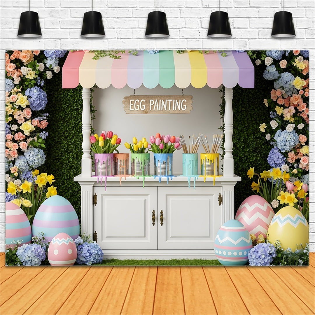 Oster-Narzissen-Hintergrund Eierbemalung Blumenstand Foto-Hintergründe Ostern von Magali