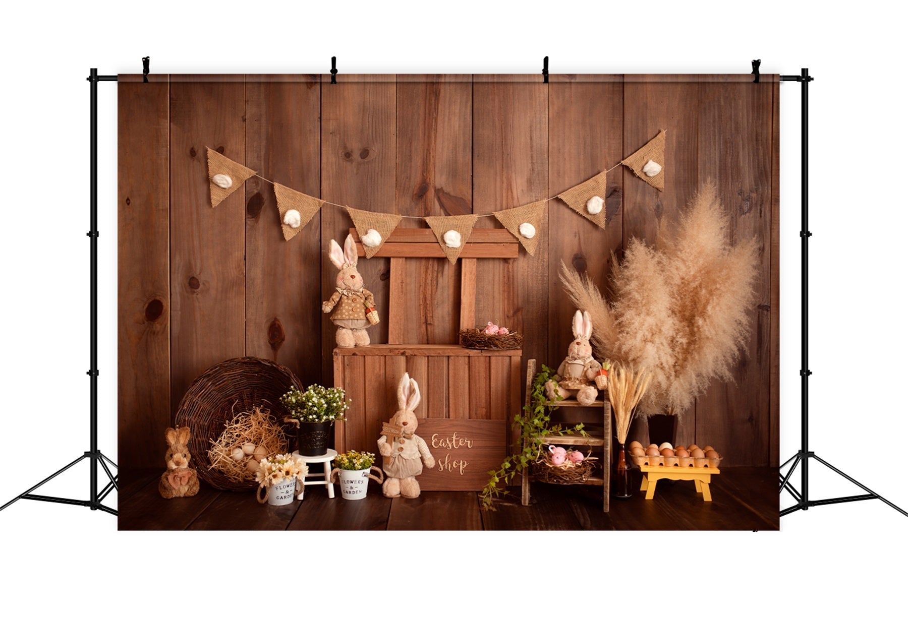 Neugeborenen-Hintergründe für die Fotografie Rustikaler Hasenladen-Display Osterhintergrund von Magali