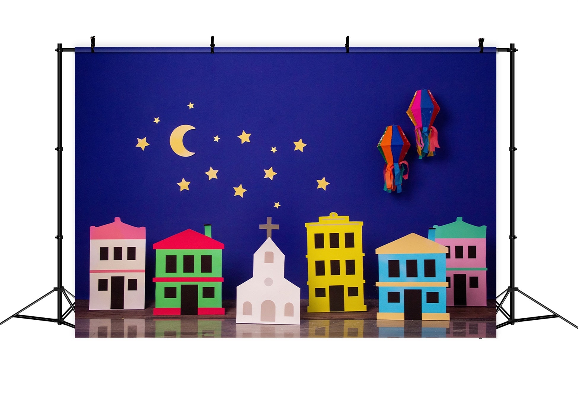 Kinderfotohintergründe Papierdorf Sternennacht Mond und Sterne Hintergrund von Magali