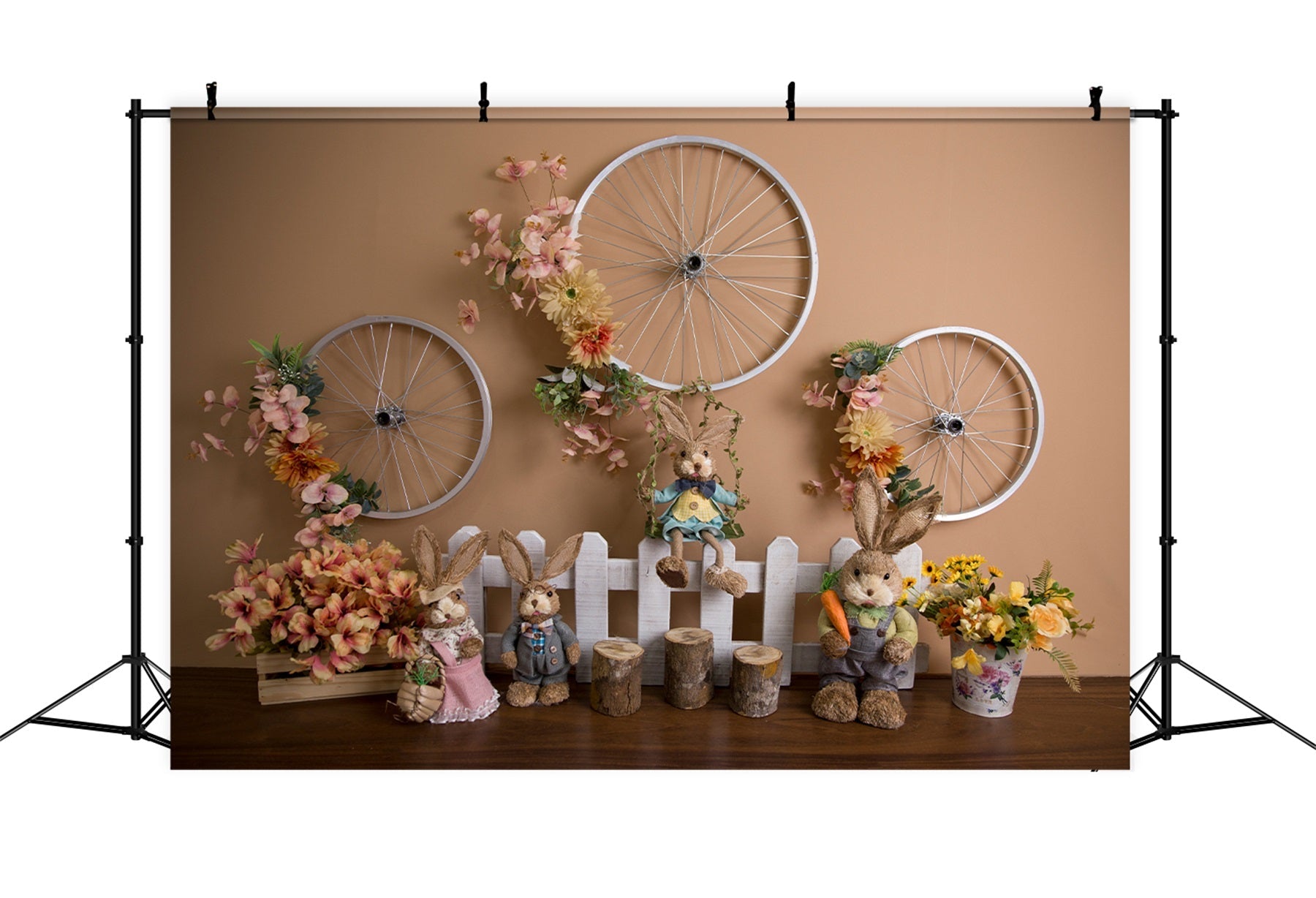 Neugeborenen-Fotohintergrund Vintage-Fahrradrad Hase Osterhintergrund-Ideen von Magali