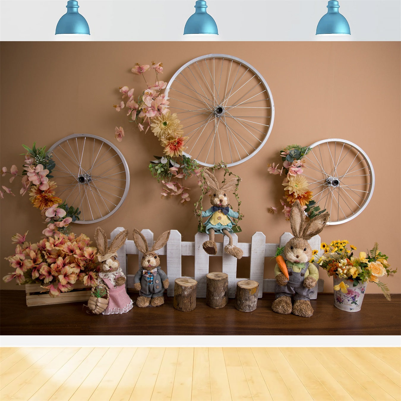 Neugeborenen-Fotohintergrund Vintage-Fahrradrad Hase Osterhintergrund-Ideen von Magali