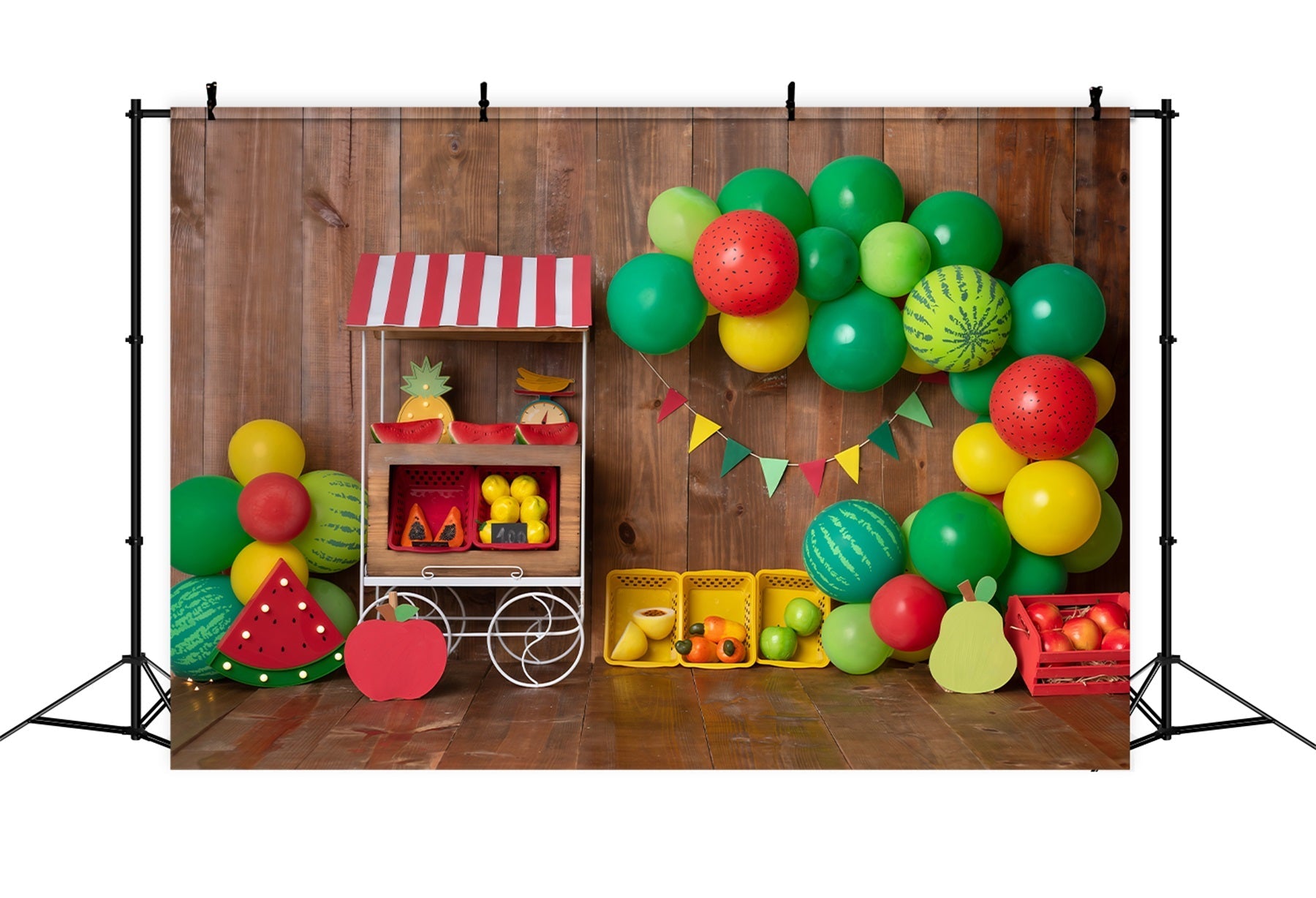 Kinderfotografie-Hintergründe Wassermelone Obststand Ballonbogen Hintergrund für Kinder von Magali