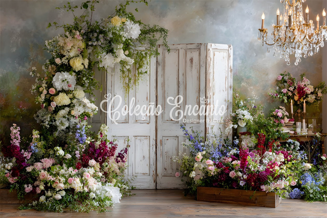 Hintergrund für den Muttertag Vintage-Blumentüren Kronleuchter Hintergrund für einen schönen Muttertag Von Magali