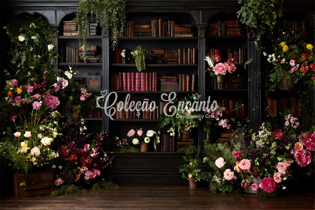 Hintergrund zum Muttertag Bücherregal voller Blumen Ideen für Fotokabinen zum Muttertag von Magali