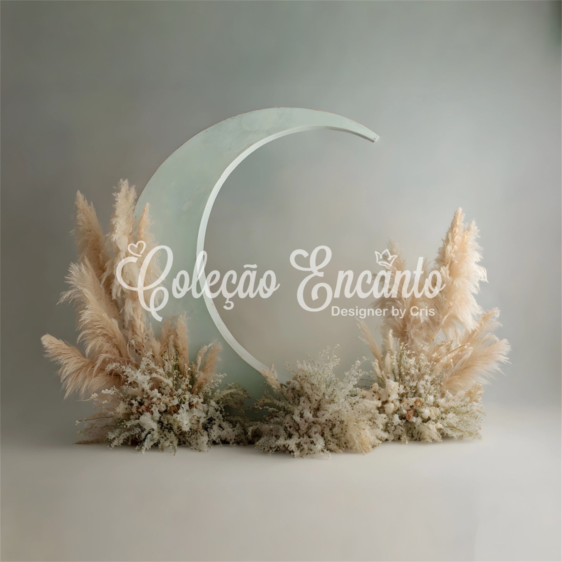 Hintergründe zum Muttertag Elegantes Pampasgras-Mondbogen Fotohintergrund zum Muttertag von Magali