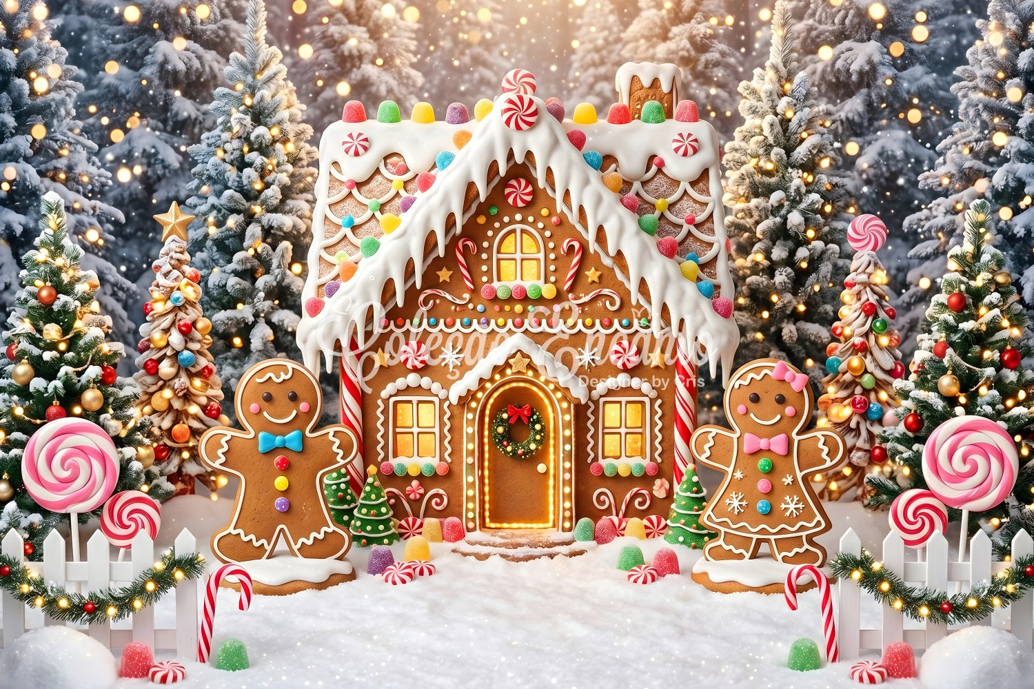 Lebkuchen Dorf Szene Süße Hütte Schnee Wald Advent CEM65-105