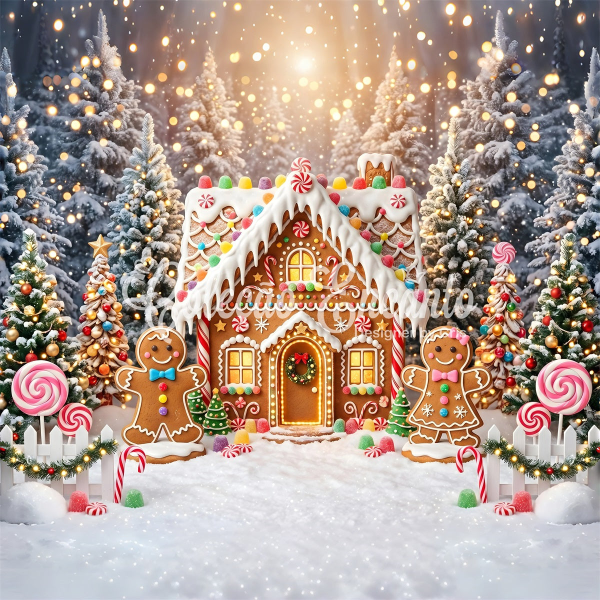 Lebkuchen Dorf Szene Süße Hütte Schnee Wald Advent CEM65-105