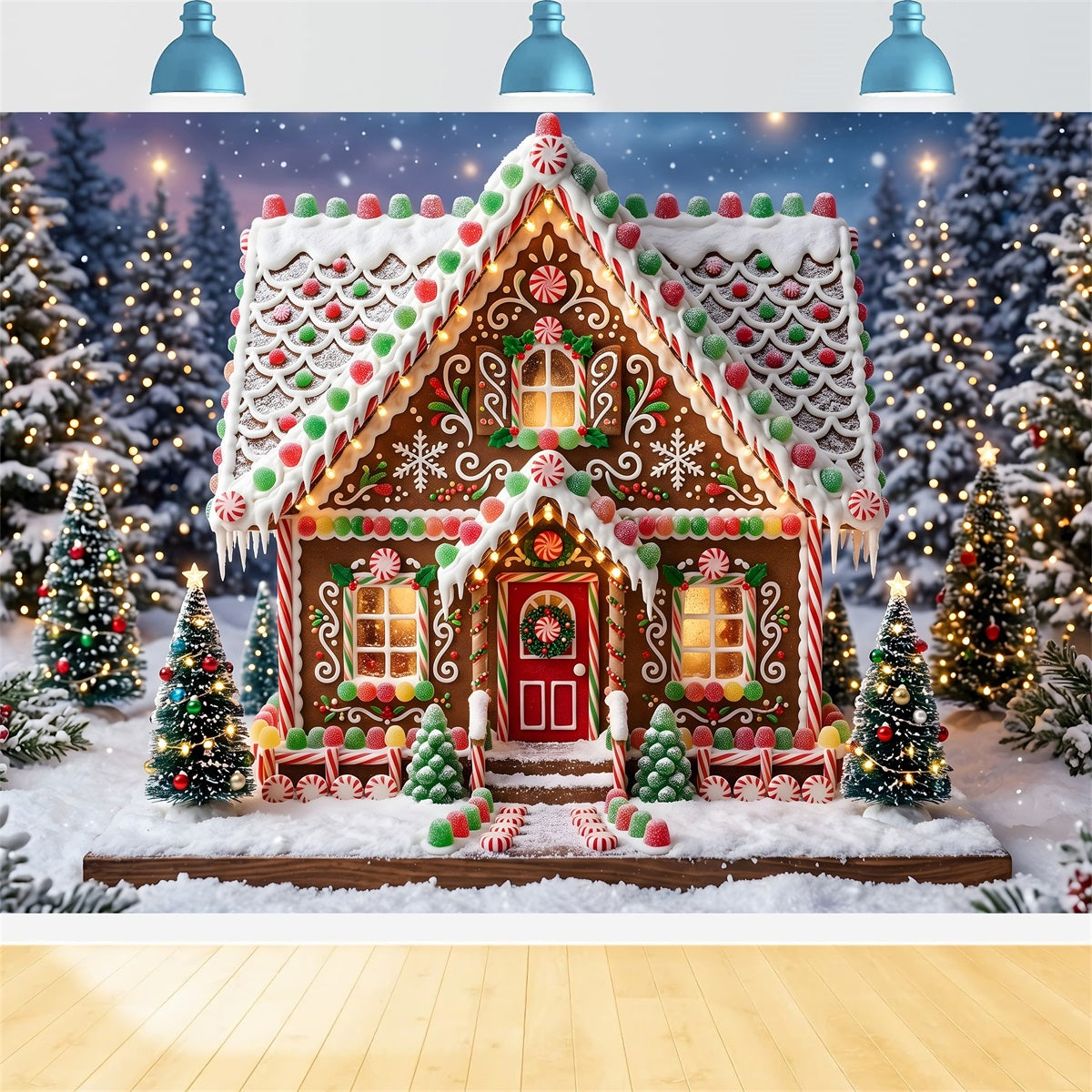 Lebkuchen Wald Szene Süßigkeiten Hütte Schnee Festtage CEM65-119