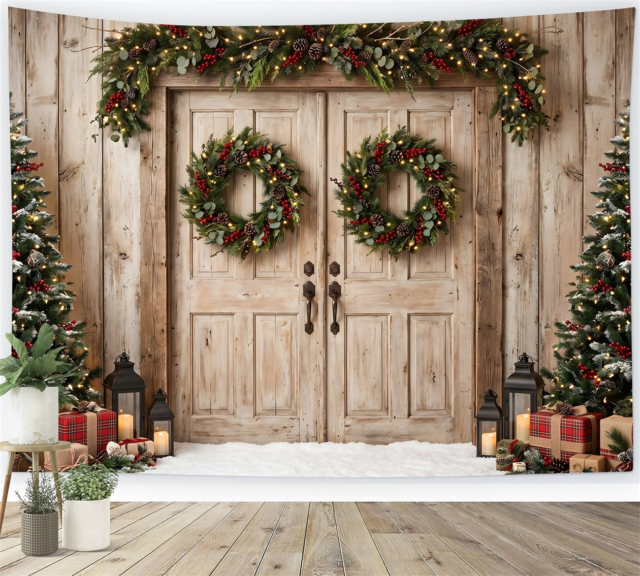 Scheune Tür Szene Holz Wetter Plaid Geschenke Fotobox CEM65-148