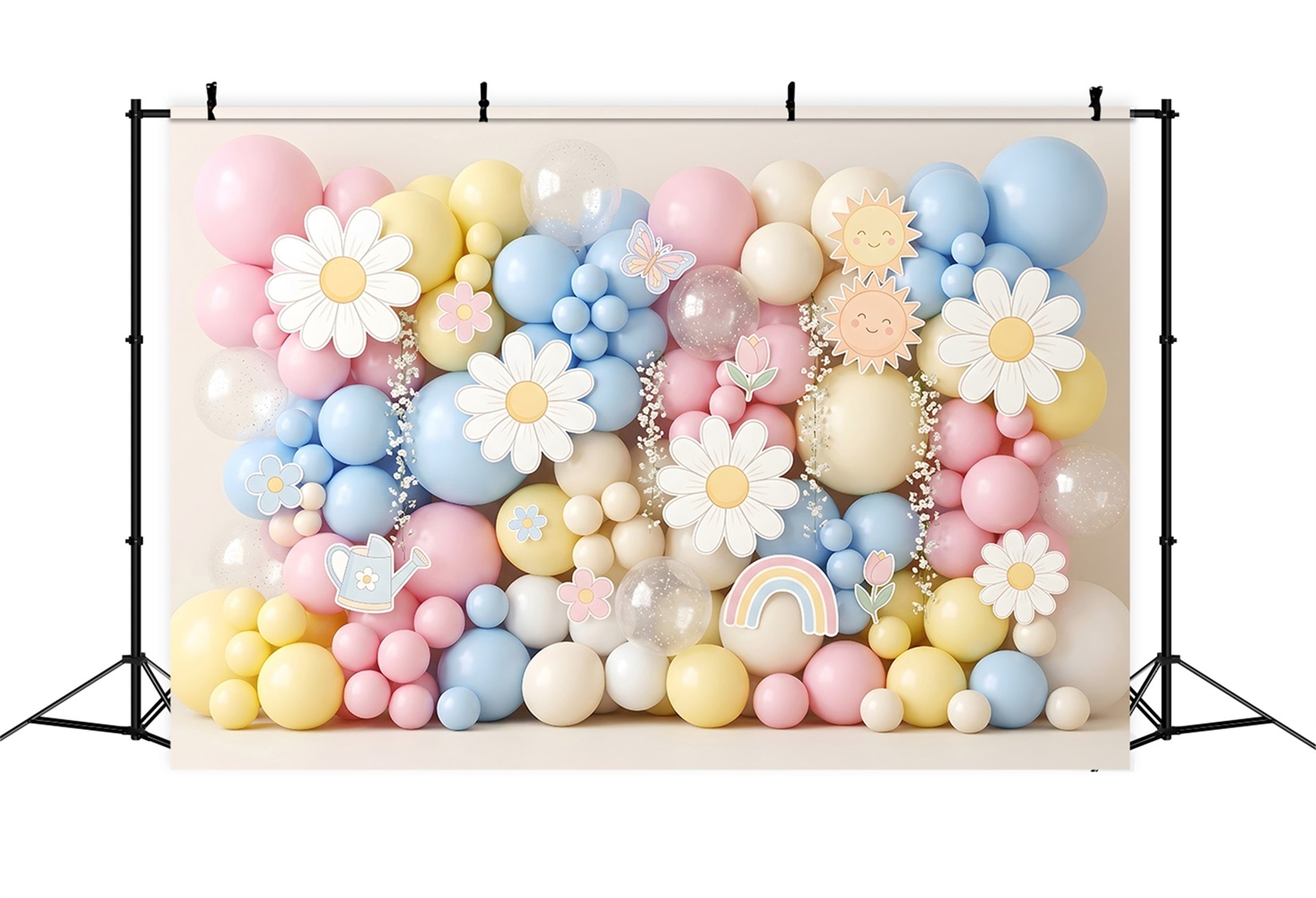 Pastell Gänseblümchen Sonne Ballonwand Baby Fotohintergrund Weihnachten CEM65-18