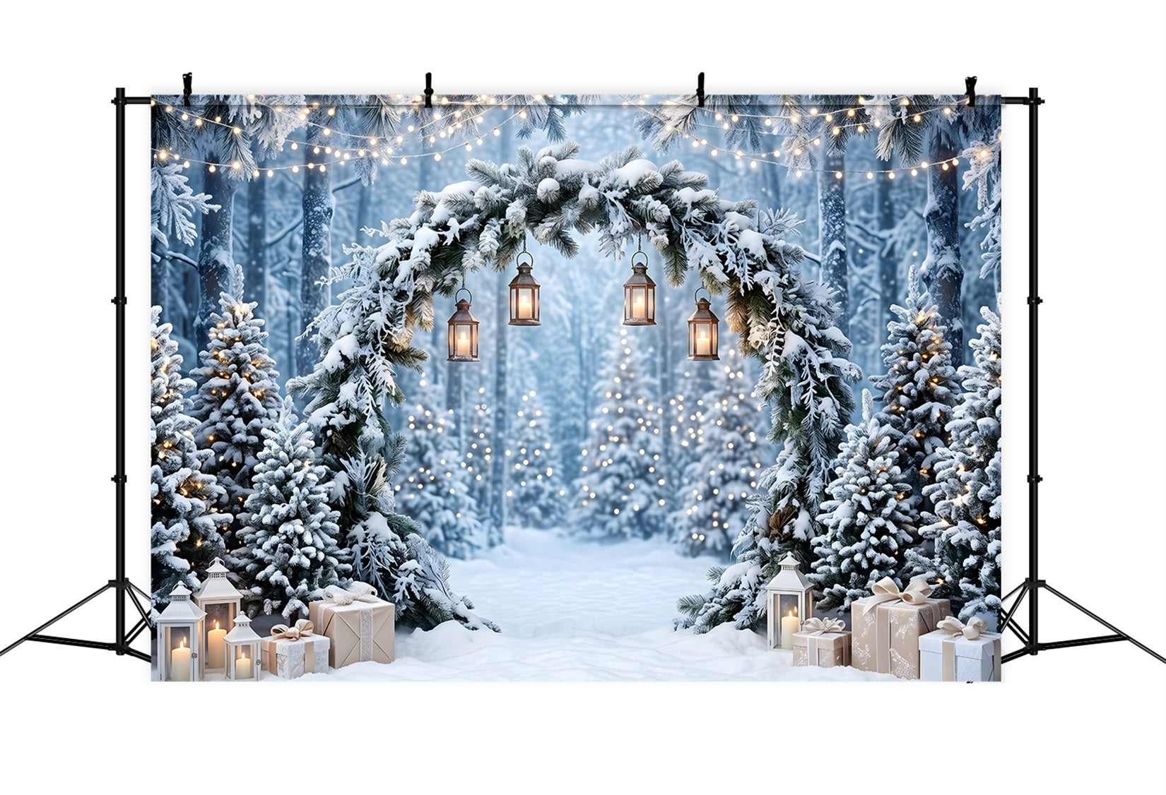 Winter Wonderland Szene Frost Kiefer Bogen Laternen CEM65-183