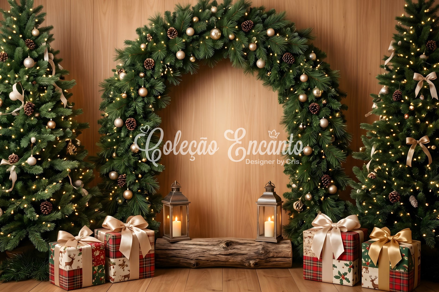 DIY Winter Fotohintergrund Wald Kiefer Bogen Geschenk Szene Fotografie CEM65-194