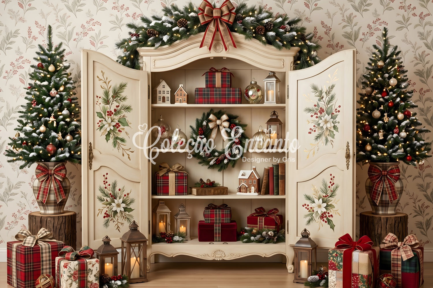 Offener Schrank Szene Blumen Geschenk Winter CEM65-200