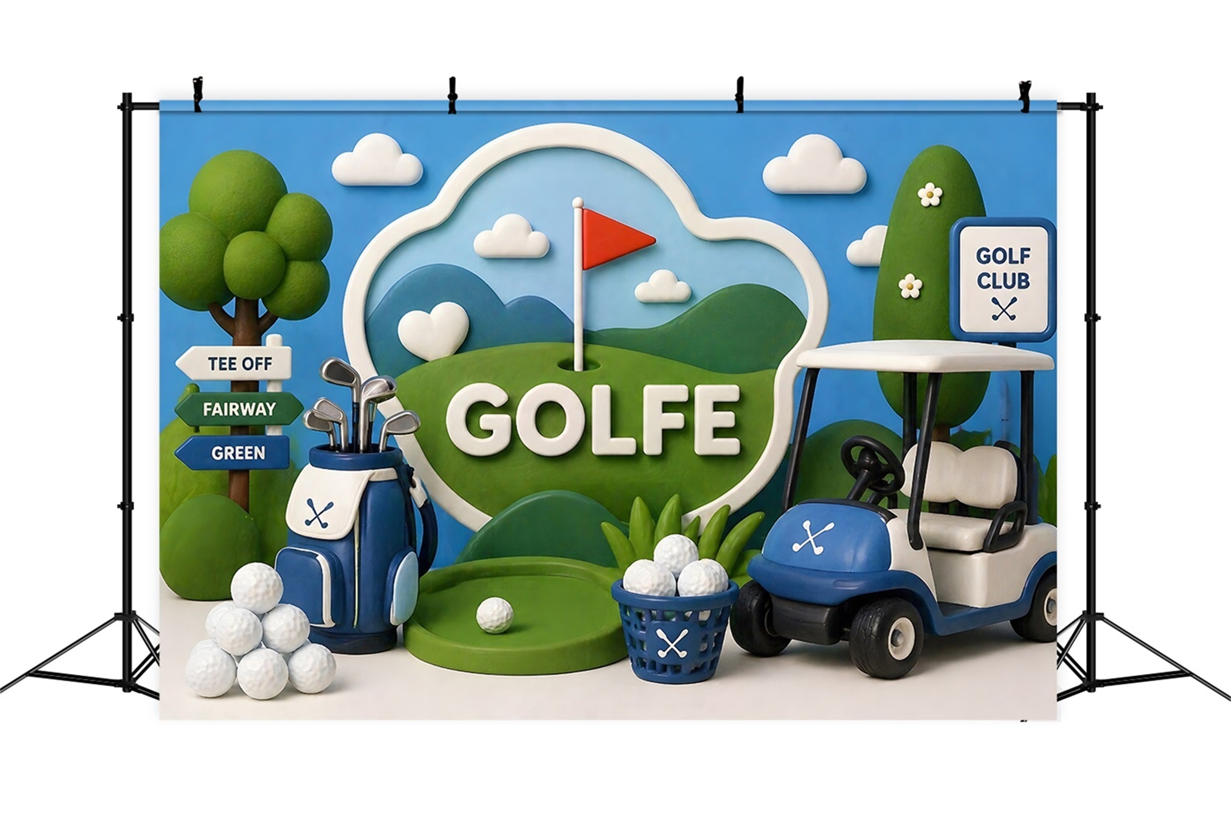 Golfplatz Golfwagen Pokal Baby Fotohintergrund Kinder Kulisse CEM65-21