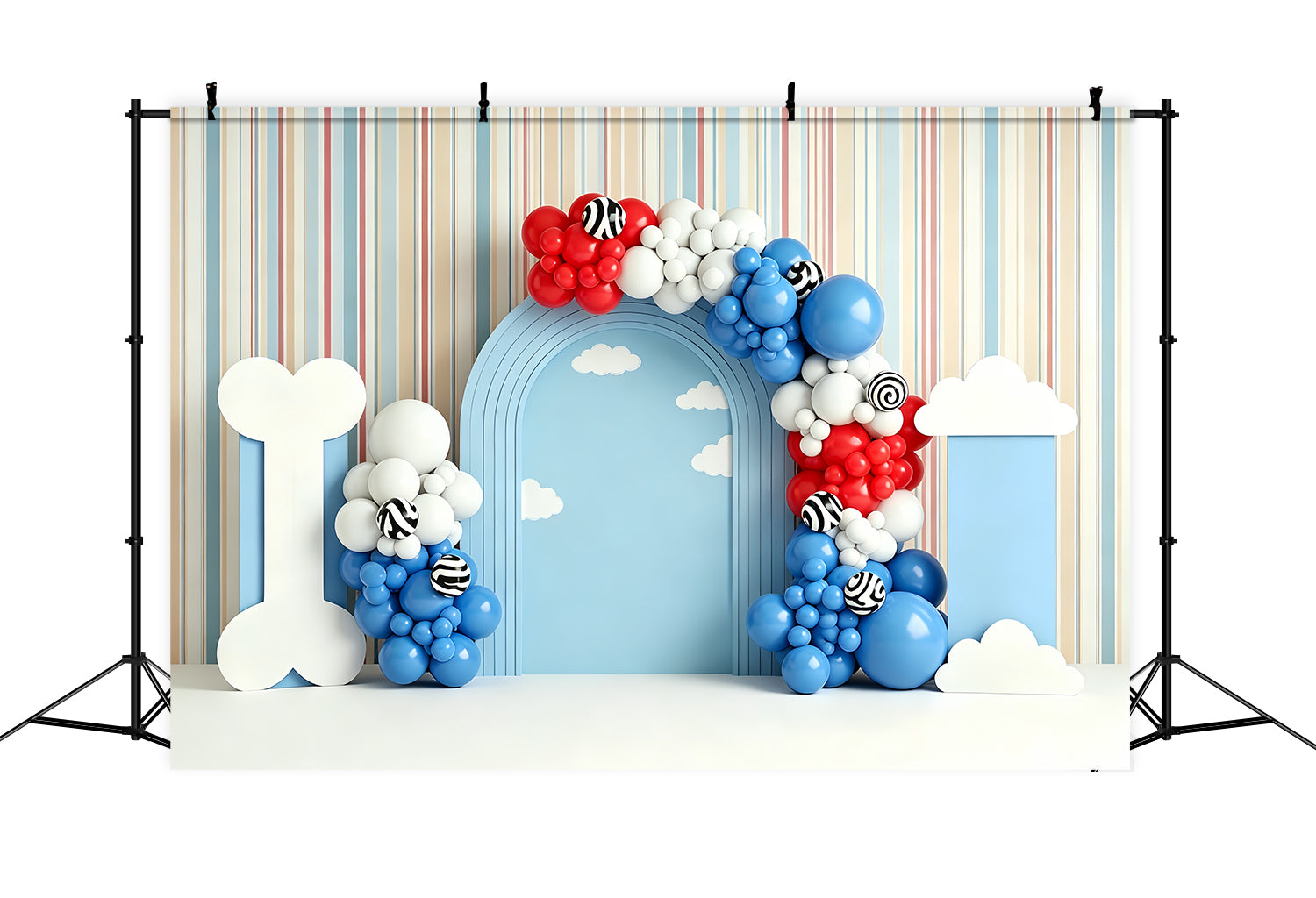 Baby Fotohintergrund Welpe Knochen Wolken Ballonbogen Kinder Kulisse CEM65-213
