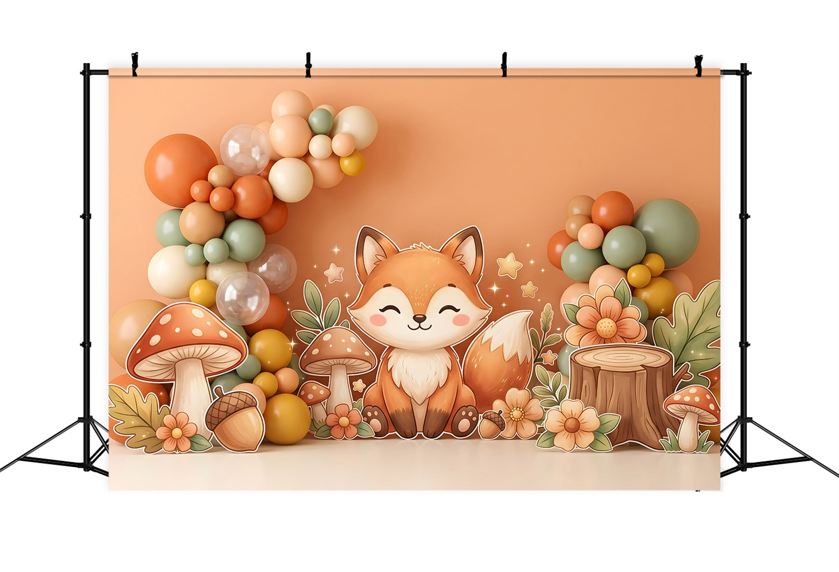 Herbst Fuchs Pilze Ballons Baby Fotohintergrund Kinder Hintergrund CEM65-29