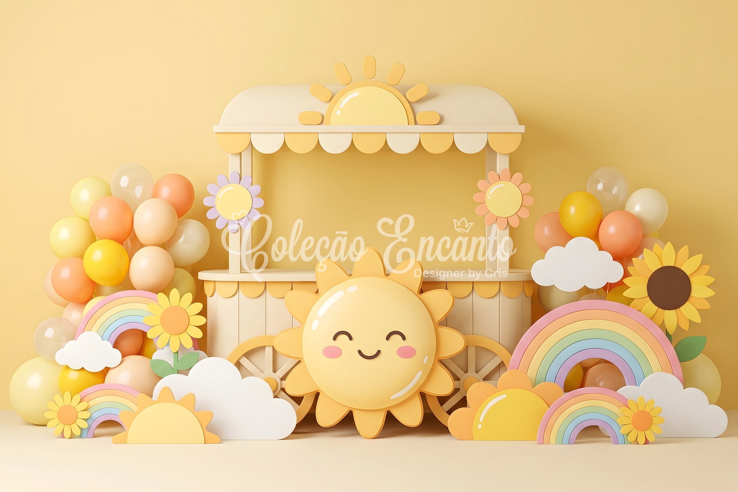 Sonnenschein Regenbogen Ballonwagen Baby Fotohintergrund Kinder Hintergrund CEM65-31