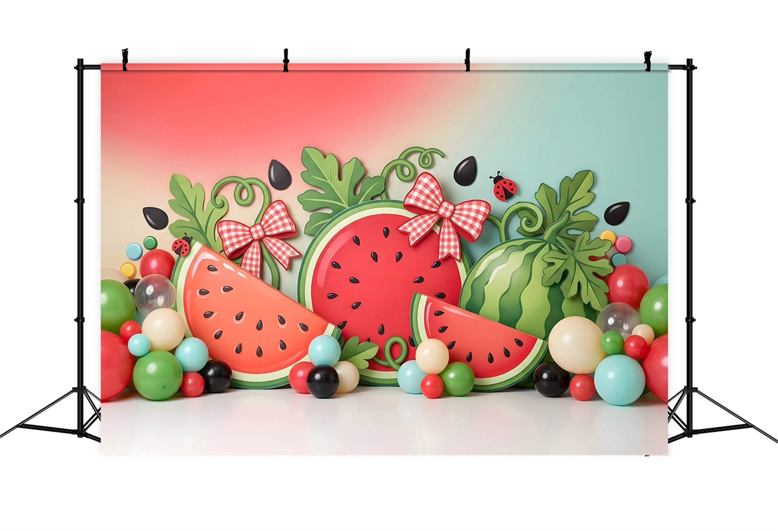 Baby Fotohintergrund Wassermelone Schleife Sommerballons Kinder Hintergrund CEM65-35