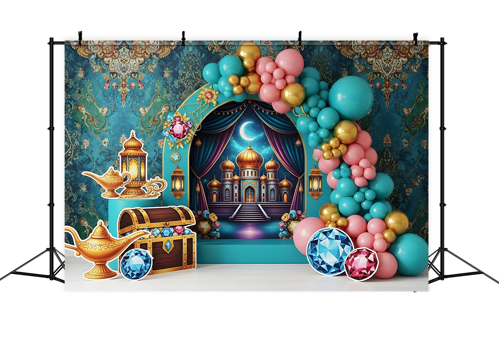 Baby Fotohintergrund Arabischer Palast Schatz Ballonbogen Kinder Kulisse CEM65-38