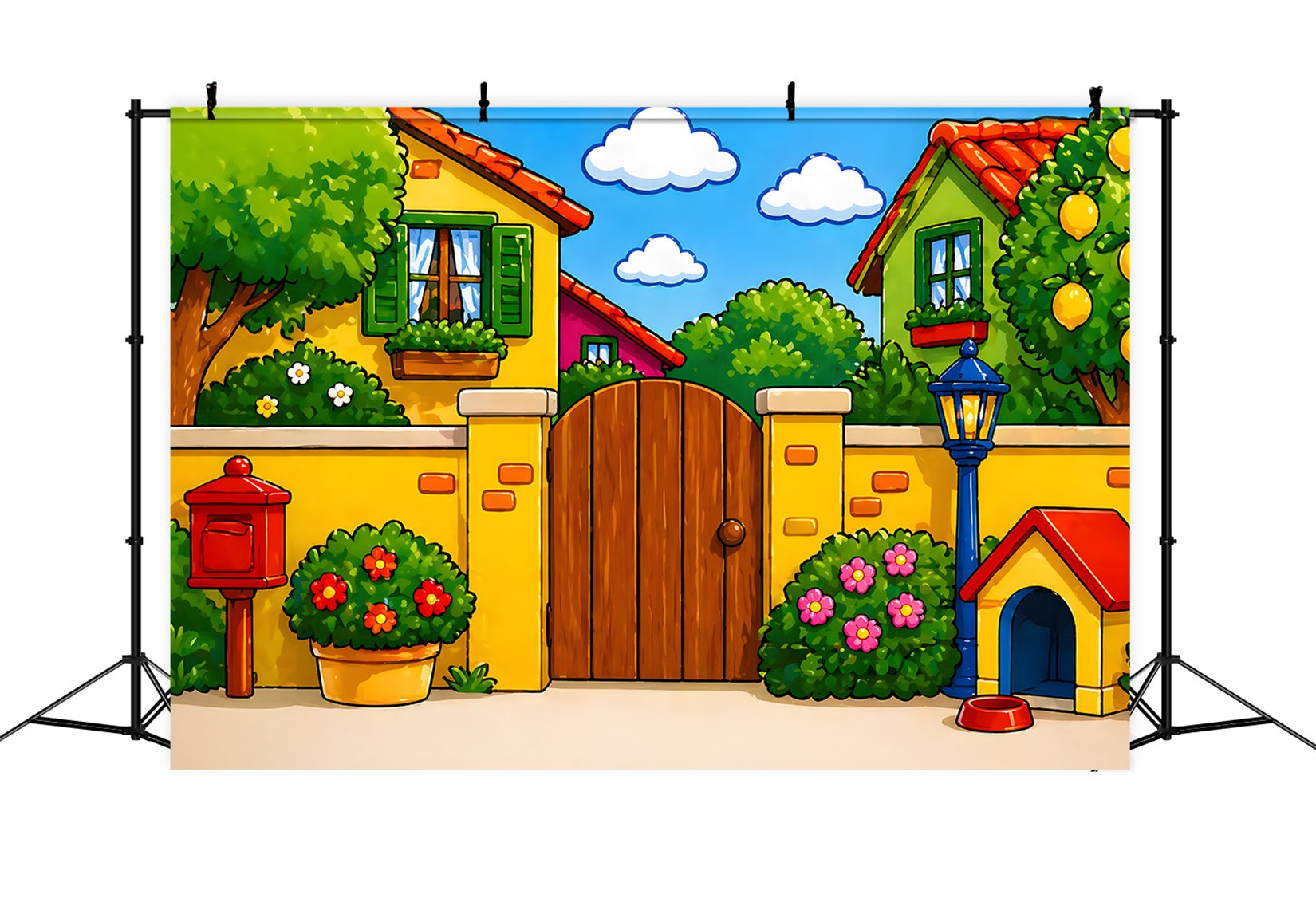 Cartoon Garten Haustiere Baby Fotohintergrund Kinder Fotokulisse CEM65-4