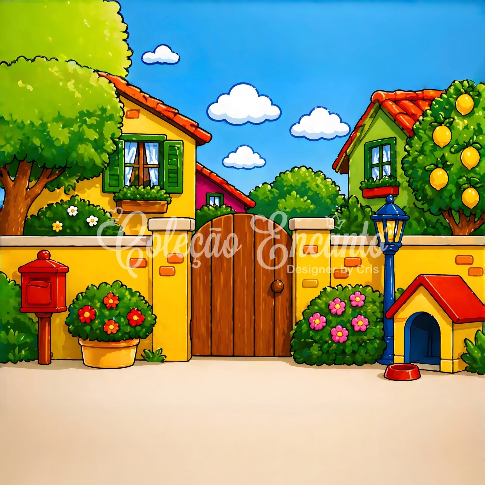 Cartoon Garten Haustiere Baby Fotohintergrund Kinder Fotokulisse CEM65-4