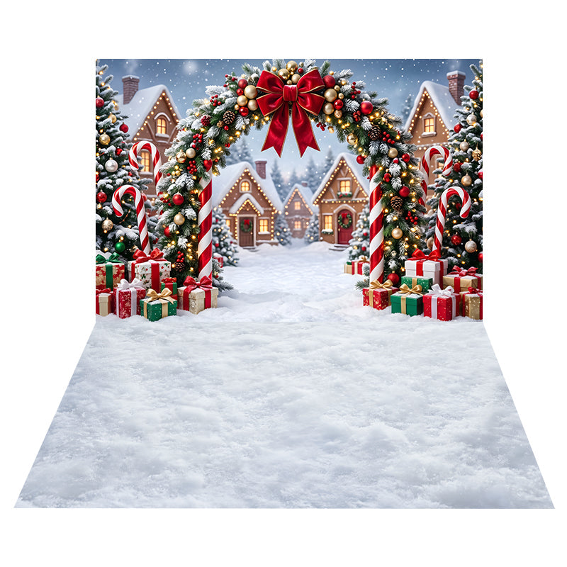 Zuckerstangen Dorfbogen Hintergrund + Weicher Schneestruktur Bodenhintergrund CEMCBS65-19