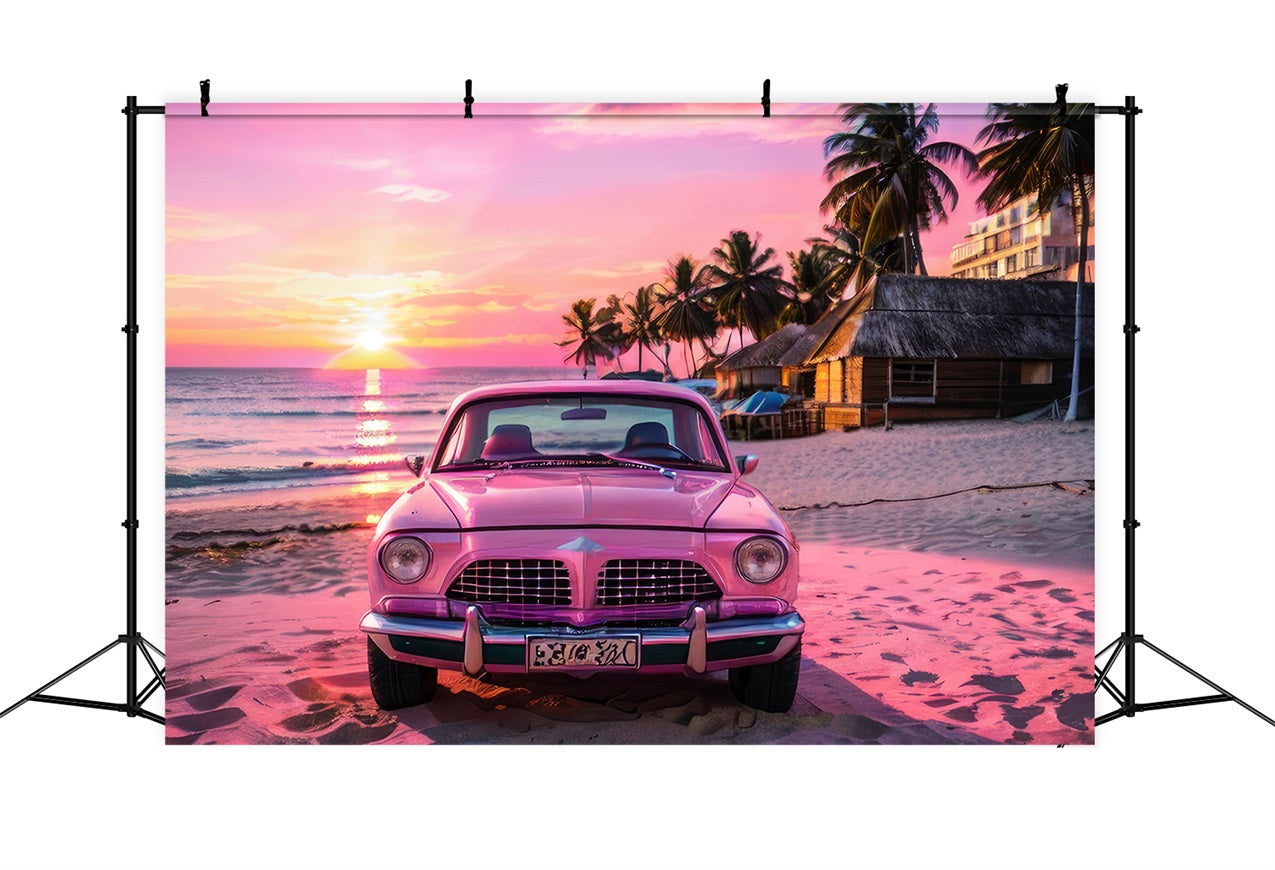 Pink Girl Backdrop Backdrop Design Sonnenuntergang Seaside Car Backdrop CJJ2-115