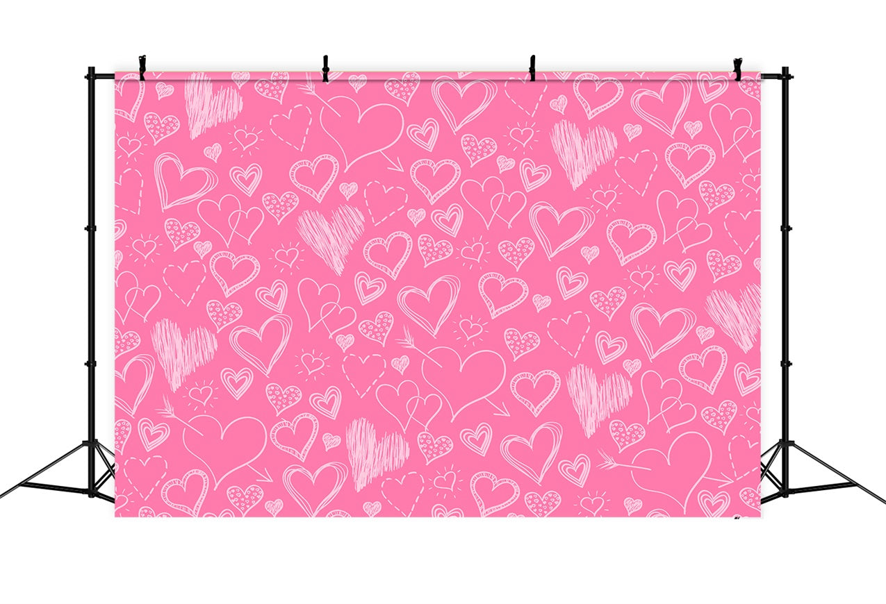 Pink Girl Backdrop Handgezeichnete Rosa Herzen Backdrop CJJ2-70