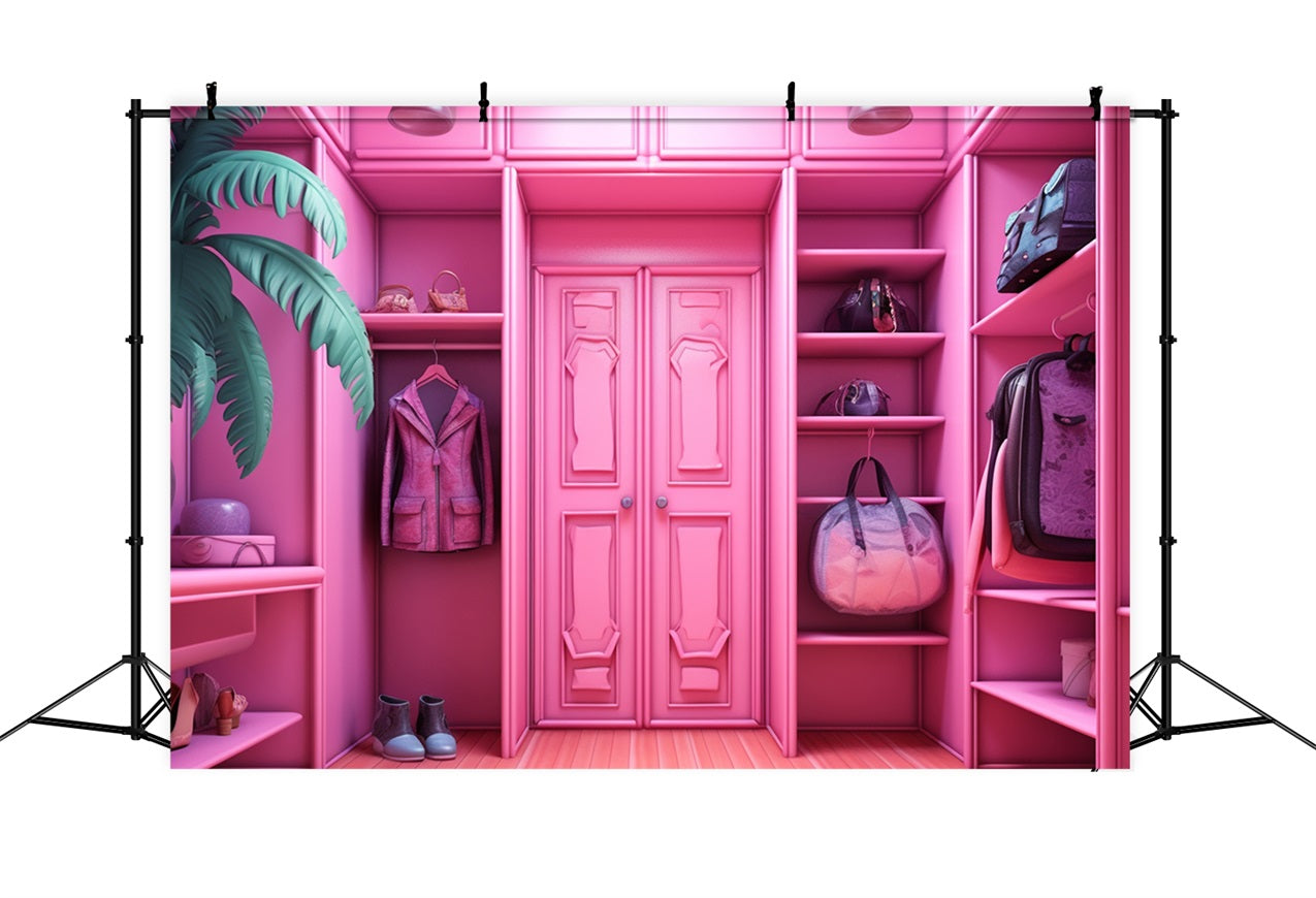 Fashion Doll Backdrop Ideen Rosa Mode Kleiderschrank Hintergrund CJJ2-78