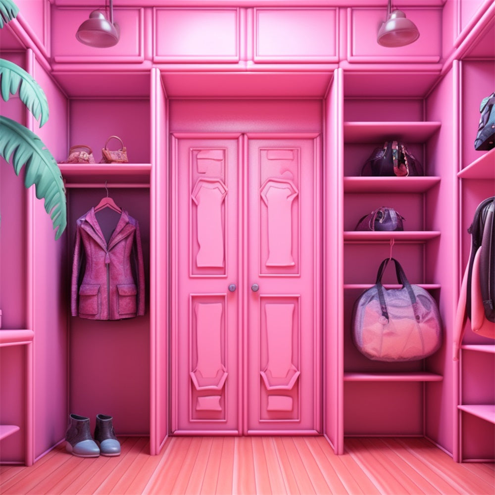 Fashion Doll Backdrop Ideen Rosa Mode Kleiderschrank Hintergrund CJJ2-78