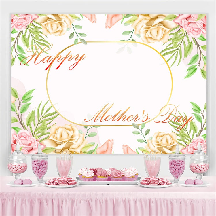 Muttertags-Hintergrundbild zum Anpassen mit goldenem Blumenrahmen CJJ3-122