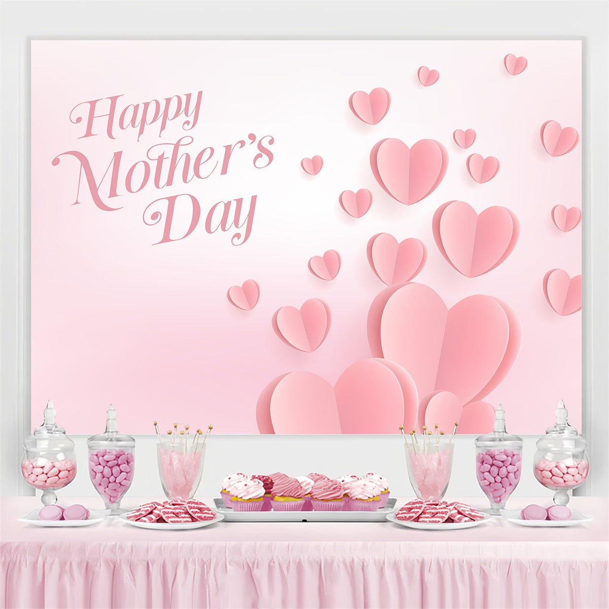 Muttertags-Hintergrundbild Personalisierbar Floating Heart Pink CJJ3-145